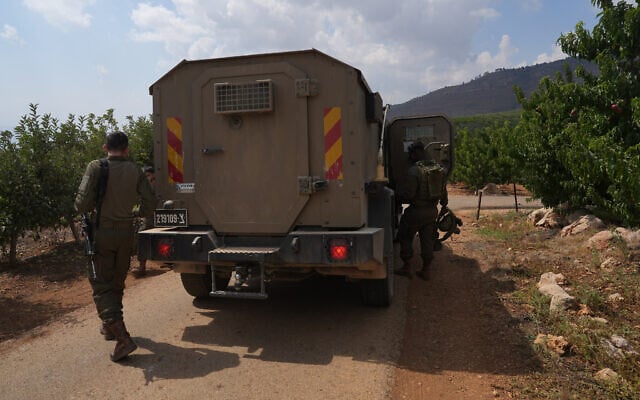 The scene where six Thai agricultural workers were injured by an explosion in a field near Metula, close to the Israel-Lebanon border, August 18, 2026. (Ayal Margolin/Flash90)