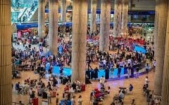The arrivals hall at Ben Gurion International Airport on August 20, 2026, during a shutdown. (Avshalom Sassoni/ Flash90)