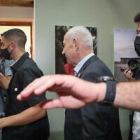 Prime Minister Benjamin Netanyahu at the Etzel Museum in Tel Aviv, following the announcement that the wreck of the Altalena had been located, August 24, 2026. (Avshalom Sassoni/FLASH90)