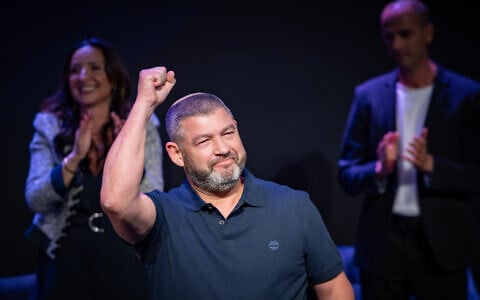 The launch of the new People of Israel party, led by Ofer Winter, ahead of the upcoming Israeli general elections, in Jerusalem, August 25, 2026. (Chaim Goldberg/Flash90)