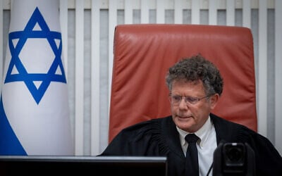 Supreme Court President Isaac Amit presides over a court hearing, August 26, 2026. (Chaim Goldberg/FLASH90) Supreme Court President Isaac Amit presides over a court hearing, August 26, 2026. (Chaim Goldberg/FLASH90)