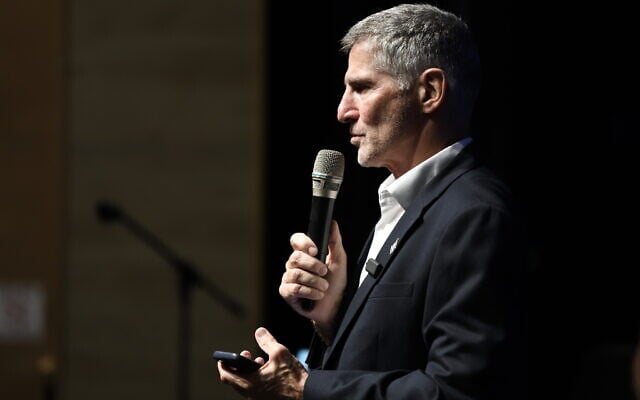 Yair Golan, leader of the Democrats party and a former IDF deputy chief of staff, speaks during an election campaign rally in Netanya, Israel, August 27, 2026. (Gili Yaari/Flash90.)