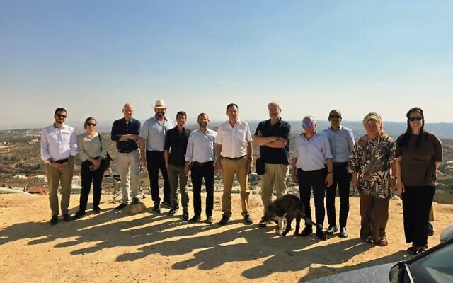 Members of the Foreign Ministry's public diplomacy staff visit a West Bank settlement, August 9, 2026. (Yacov Livne/X)