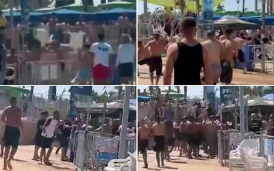 Security guards jump over a fence amid a brawl at the Yamit 2000 water park in Holon, on August 15, 2026. (Screenshots via Daniel Amram on X) Security guards jump over a fence amid a brawl at the Yamit 2000 water park in Holon, on August 15, 2026. (Screenshots via Daniel Amram on X)
