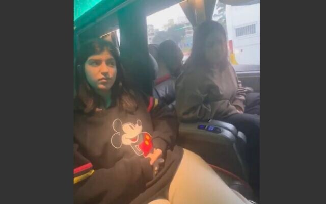 Mali and Liel Yahalomi located on a bus in Argentina by police on August 14, 2026. (Screen capture/Israel Police)