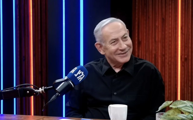 Prime Minister Benjamin Netanyahu speaks in an episode of an Army Radio podcast released on August 13, 2026. (Screen capture: Army Radio/Youtube)