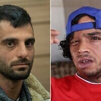 Left: Yinon Levy attends an Economic Committee meeting at the Knesset in Jerusalem after being sanctioned by the US, on February 14, 2024. (Yonatan Sindel/Flash90) Right: Palestinian activist Awdah Hathaleen, over whose death Levy is accused of reckless homicide. (Eldad Rafaeli)