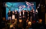 Yoaz Hendel, Chili Tropper and other party members attend the official launch of their new Zionist Home-The Reservists party's campaign in Jerusalem, August 5, 2026. (Courtesy)