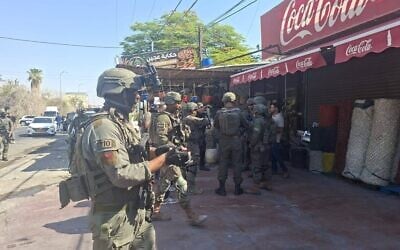 Troops at the scene of a stabbing attack in al-Auja in the West Bank on August 23, 2026. (IDF) Troops at the scene of a stabbing attack in al-Auja in the West Bank on August 23, 2026. (IDF)