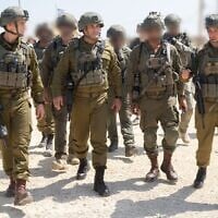 IDF Chief of Staff Lt. Gen. Eyal Zamir (center) is seen in the Gaza Strip, August 5, 2026. (Israel Defense Forces)