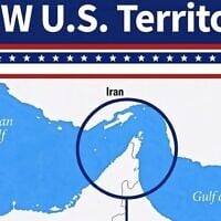 A map posted by US President Donald Trump, showing the Strait of Hormuz as a "New US Territory," August 18, 2026. (Via Truth Social)