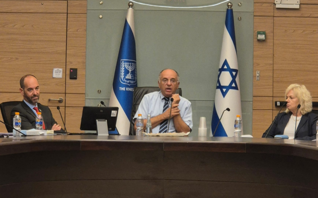 Central Elections Committee acting director general Dean Livne (left) and chairman Noam Sohlberg meet with Attorney General Gali Baharav-Miara in the Knesset, August 2, 2026. (Central Elections Committee) Central Elections Committee acting director general Dean Livne (left) and chairman Noam Sohlberg meet with Attorney General Gali Baharav-Miara in the Knesset, August 2, 2026. (Central Elections Committee)