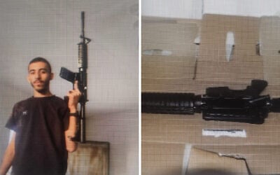 Abdullah Gergawi (L), who was indicted for planning to car-bomb a Beersheba nightclub, and a gun seized by police, in images published on August 18, 2026. (Israel Police) Abdullah Gergawi (L), who was indicted for planning to car-bomb a Beersheba nightclub, and a gun seized by police, in images published on August 18, 2026. (Israel Police)