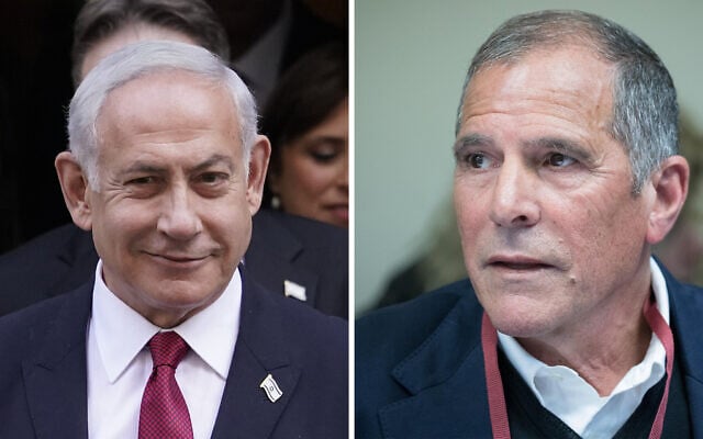 Prime Minister Benjamin Netanyahu (left) and Ben Gurion Airport union chief Pinchas Idan. (AP Photo/Alberto Pezzali, Noam Revkin Fenton/Flash90)