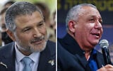 This composite image shows Shin Bet chief David Zini (L) and Yashar party leader Gadi Eisenkot. (Chaim Goldberg/Flash90, Avshalom Sassoni/Flash90)