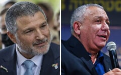 This composite image shows Shin Bet chief David Zini (L) and Yashar party leader Gadi Eisenkot. (Chaim Goldberg/Flash90, Avshalom Sassoni/Flash90)