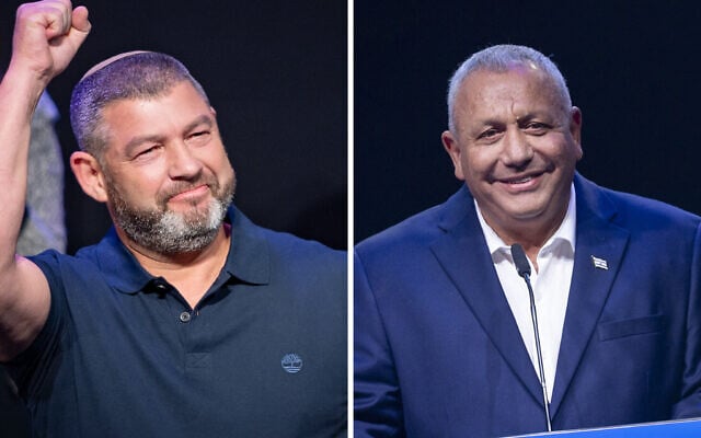 People of Israel party chair Ofer Winter (left) and Yashar party chief Gadi Eisenkot in a photo montage. (Chaim Goldberg/Flash90)