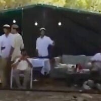 Youths are seen at an encampment set up on land under the jurisdiction of Majd al-Krum in the Galilee on September 13, 2026. (Screen capture: X, used in accordance with Clause 27a of the Copyright Law)