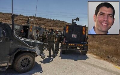 IDF soldiers and police officers near the scene of a terror shooting at a spring near the settlement of Neve Tzuf in the West Bank, September 20, 2026; Inset: Netanel Shukrun, who was murdered in the attack (Photos: Hilel Ben Or/Flash90, Courtesy) IDF soldiers and police officers near the scene of a terror shooting at a spring near the settlement of Neve Tzuf in the West Bank, September 20, 2026; Inset: Netanel Shukrun, who was murdered in the attack (Photos: Hilel Ben Or/Flash90, Courtesy)