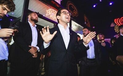 Florida GOP gubernatorial candidate James Fishback speaks to college students and supporters at a restaurant near the University of South Florida in Tampa, on July 30, 2026. (Dave Decker/ZUMA Press Wire via Reuters)