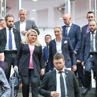 AfD co-leader Alice Weidel (center right) and the party's Berlin lead candidate Kristin Brinker (center left) at a press conference after state election in Berlin and Mecklenburg-Western Pomerania, in Berlin, September 21, 2026. Also present are Leif-Erik Holm, the AfD's candidate for state premier in Mecklenburg-Western Pomerania, and the party's co-leader Tino Chrupalla. (Reuters)