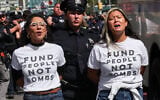 Democratic congressional candidate Darializa Avila Chevalier (L) is detained alongside another protester during an anti-Israel protest during Prime Minister Benjamin Netanyahu’s address to the United Nations General Assembly in New York City, September 24, 2026. (Shannon Stapleton/Reuters)