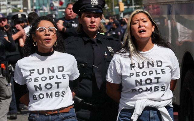 Democratic congressional candidate Darializa Avila Chevalier (L) is detained alongside another protester during an anti-Israel protest during Prime Minister Benjamin Netanyahu’s address to the United Nations General Assembly in New York City, September 24, 2026. (Shannon Stapleton/Reuters) Democratic congressional candidate Darializa Avila Chevalier (L) is detained alongside another protester during an anti-Israel protest during Prime Minister Benjamin Netanyahu’s address to the United Nations General Assembly in New York City, September 24, 2026. (Shannon Stapleton/Reuters)