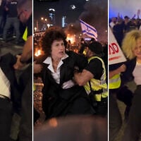 An AI-generated video posted September 15, 2026 by Religious Zionism leader Bezalel Smotrich depicts (left to right) Supreme Court President Isaac Amit, fellow justice Daphne Barak-Erez, and Attorney General Gali Baharav-Miara being forcibly removed at a protest. (Bezalel Smotrich via X)