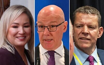 (L-R) First Minister of Northern Ireland Michelle O'Neill; First Minister of Scotland John Swinney; First Minister of Wales Rhun ap Iorwerth. (AP Photo/Peter Morrison, Andy Buchanan/AFP, Mark Naftalin/AFP)
(L-R) First Minister of Northern Ireland Michelle O'Neill; First Minister of Scotland John Swinney; First Minister of Wales Rhun ap Iorwerth. (AP Photo/Peter Morrison, Andy Buchanan/AFP, Mark Naftalin/AFP)