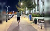Screen capture from video of amputee Israeli athlete Shalev Biton from a video promoting a single-shoe order service from Adidas, August 2026. (Shalev Biton)