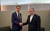 British Foreign Secretary Ed Miliband and Iranian Foreign Minister Abbas Araghchi meet on the UN General Assembly sidelines on September 25, 2026. (Screen capture/X)