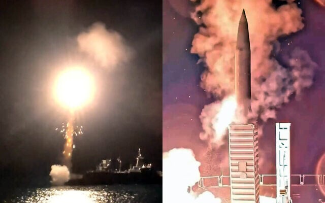The German Navy carries out a test with the Israeli-made LORA ballistic missile system in the North Atlantic, in footage published September 2, 2026. (Via Deutsche Marine on Instagram)