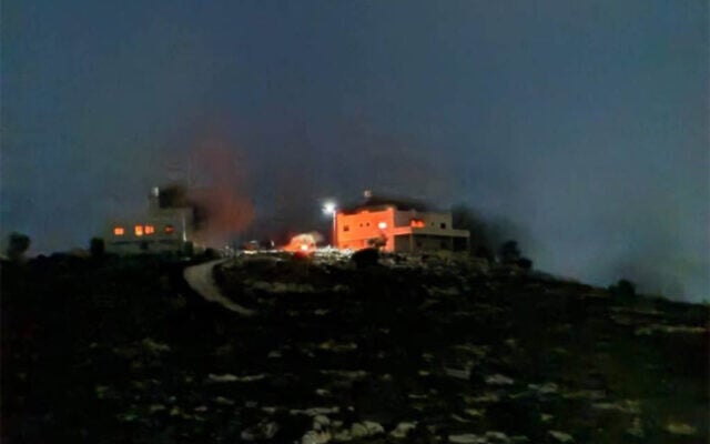 Homes on the outskirts of the Palestinian village of Jalud that were reportedly torched by settlers on September 29, 2026. (Social media: used in accordance with Clause 27a of the Copyright Law)