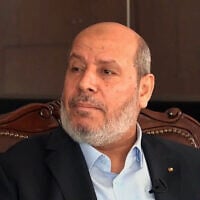Hamas leader Khalil al-Hayya in an interview with Qatar's Al-Araby channel, on September 26, 2026. (Al-Araby/X screenshot)