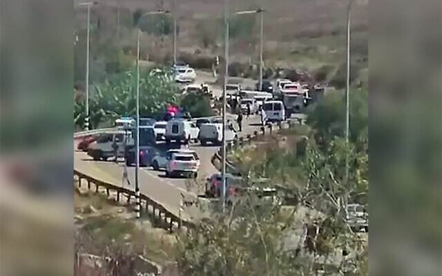 Israeli security and medical forces are seen at the scene of a shooting attack near the West Bank settlement of Neve Tzuf, also known as Halamish, September 20, 2026. (Social media; used in accordance with Clause 27a of the Copyright Law) Israeli security and medical forces are seen at the scene of a shooting attack near the West Bank settlement of Neve Tzuf, also known as Halamish, September 20, 2026. (Social media; used in accordance with Clause 27a of the Copyright Law)