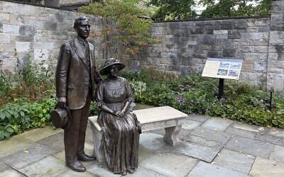 Statues of Henry and Clara Ford look over the garden at their historic Fair Lane home in Dearborn, Michigan, September 2, 2026. (Andrew Lapin/JTA) Statues of Henry and Clara Ford look over the garden at their historic Fair Lane home in Dearborn, Michigan, September 2, 2026. (Andrew Lapin/JTA)