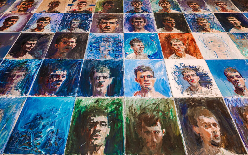 Matan Sacofky's series of self portraits at the Jerusalem Biennale art event which opened on September 24, 2026 (Yacov Buta)