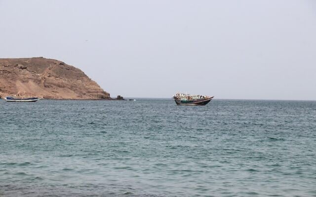 A photo taken from the Yemeni coast southwest of the city of Taiz, shows boats floating at Bab el-Mandeb Strait, in the Red Sea, on July 24, 2026. (Khaled ZIAD/AFP)