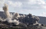 A photograph taken from the southern Lebanese village of Al-Hanniyeh shows smoke as it rises from the site of an Israeli-controlled explosion in the nearby village of al Mansouri on September 5, 2026. (Kawnat Haju/AFP)