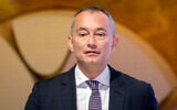 Nickolay Mladenov, the high representative for Gaza under the US-backed “Board of Peace” tasked with implementing the October 2025 ceasefire plan, speaks at the Hili Forum 2026 in Abu Dhabi on September 7, 2026. (FADEL SENNA/AFP)