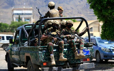 Yemen’s Houthi armed forces patrol the Houthi-held capital Sanaa on September 12, 2026. (Mohammed HUWAIS/AFP) Yemen’s Houthi armed forces patrol the Houthi-held capital Sanaa on September 12, 2026. (Mohammed HUWAIS/AFP)