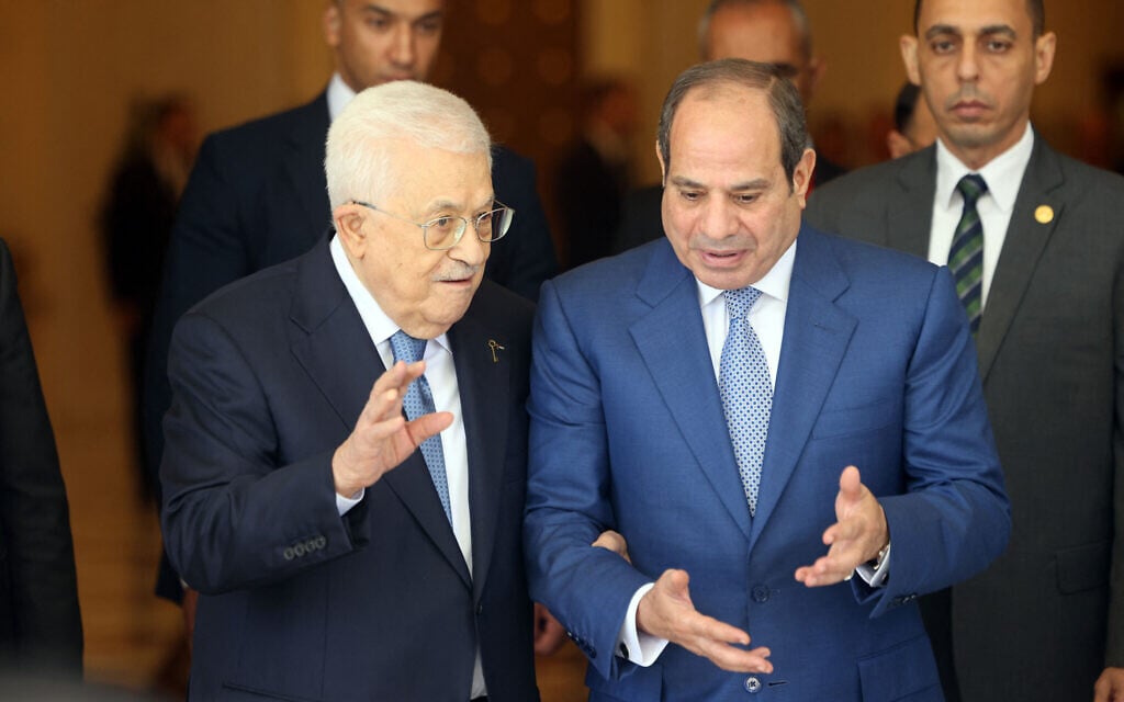 Egypt’s President Abdel Fattah al-Sisi (R) receives Palestinian Authority President Mahmoud Abbas during a meeting in Cairo, September 16, 2026. (Thaer GHANAIM/PPO/AFP) Egypt’s President Abdel Fattah al-Sisi (R) receives Palestinian Authority President Mahmoud Abbas during a meeting in Cairo, September 16, 2026. (Thaer GHANAIM/PPO/AFP)