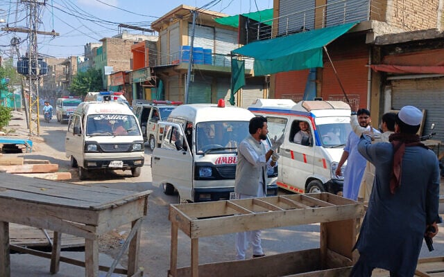 Ambulances are seen at the site of an explosion near the police headquarters in Kohat in Pakistan’s Khyber Pakhtunkhwa province on September 18, 2026. (Basit SHAH/AFP) Ambulances are seen at the site of an explosion near the police headquarters in Kohat in Pakistan’s Khyber Pakhtunkhwa province on September 18, 2026. (Basit SHAH/AFP)