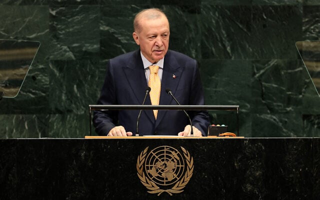 President of Turkey Recep Tayyip Erdogan speaks during the 81st session of the United Nations (UN) General Assembly at UN Headquarters on September 22, 2026 in New York City. (Michael M. Santiago/Getty Images/AFP) President of Turkey Recep Tayyip Erdogan speaks during the 81st session of the United Nations (UN) General Assembly at UN Headquarters on September 22, 2026 in New York City. (Michael M. Santiago/Getty Images/AFP)