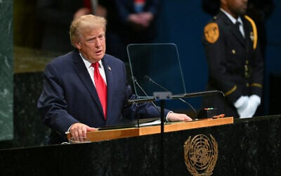 US President Donald Trump addresses the 81st United Nations General Assembly at the United Nations Headquarters in New York, on September 22, 2026. (ANGELA WEISS/AFP) US President Donald Trump addresses the 81st United Nations General Assembly at the United Nations Headquarters in New York, on September 22, 2026. (ANGELA WEISS/AFP)