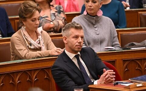 Hungarian Prime Minister Peter Magyar attends a session at the Hungarian parliament in Budapest on September 28, 2026, as the parliament lifted his parliamentary immunity, allowing criminal proceedings against him. (Attila KISBENEDEK/AFP)