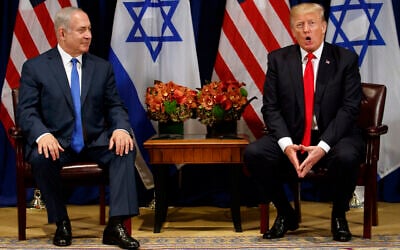 In this September 18, 2017, file photo, US President Donald Trump speaks during a meeting with Prime Minister Benjamin Netanyahu at the Palace Hotel during the United Nations General Assembly. (AP Photo/Evan Vucci) In this September 18, 2017, file photo, US President Donald Trump speaks during a meeting with Prime Minister Benjamin Netanyahu at the Palace Hotel during the United Nations General Assembly. (AP Photo/Evan Vucci)