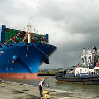 Illustrative: A Chinese container ship is seen at the Panama Canals’ Cocoli locks, in Panama City, December 3, 2018. (AP Photo/Arnulfo Franco)