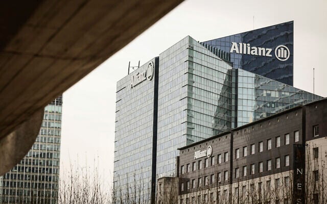 View of the Allianz insurance company March 21, 2025 in La Defense business district outside Paris. (AP Photo/Thomas Padilla)