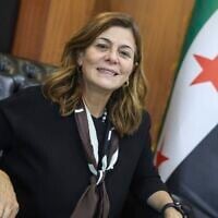 Syrian Minister of Social Affairs and Labor Hind Kabawat, speaks during an interview with the Associated Press, in Damascus, Syria, May 12, 2025. (AP Photo/Ghaith Alsayed)